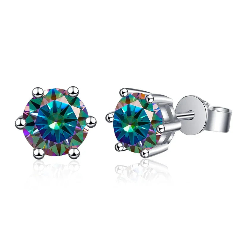 1-2 Carat D Color Moissanite Stud Earrings 925 Sterling Silver Wedding BandsCo Straps