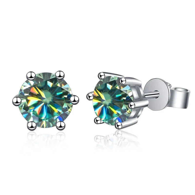 1-2 Carat D Color Moissanite Stud Earrings 925 Sterling Silver Wedding BandsCo Straps