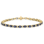 18K Yellow Gold 3/4 Cttw Diamond and 5 1/3 Cttw Oval Blue Sapphire Alternating Link Bracelet (G-H Color, VS1-VS2 Clarity)  - 7.25" Inches Lootquake LLC