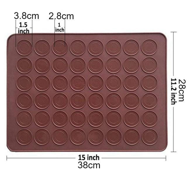 1-2pc/set Large Macaroon Kit Silicone Mat Non-Stick Baking Mold Set 48 Capacity Pot Cake Decorating Supplies Macaron Silicone Mat Non-Stick Silicone Macaron Reusable Baking Mold Set Stevvex
