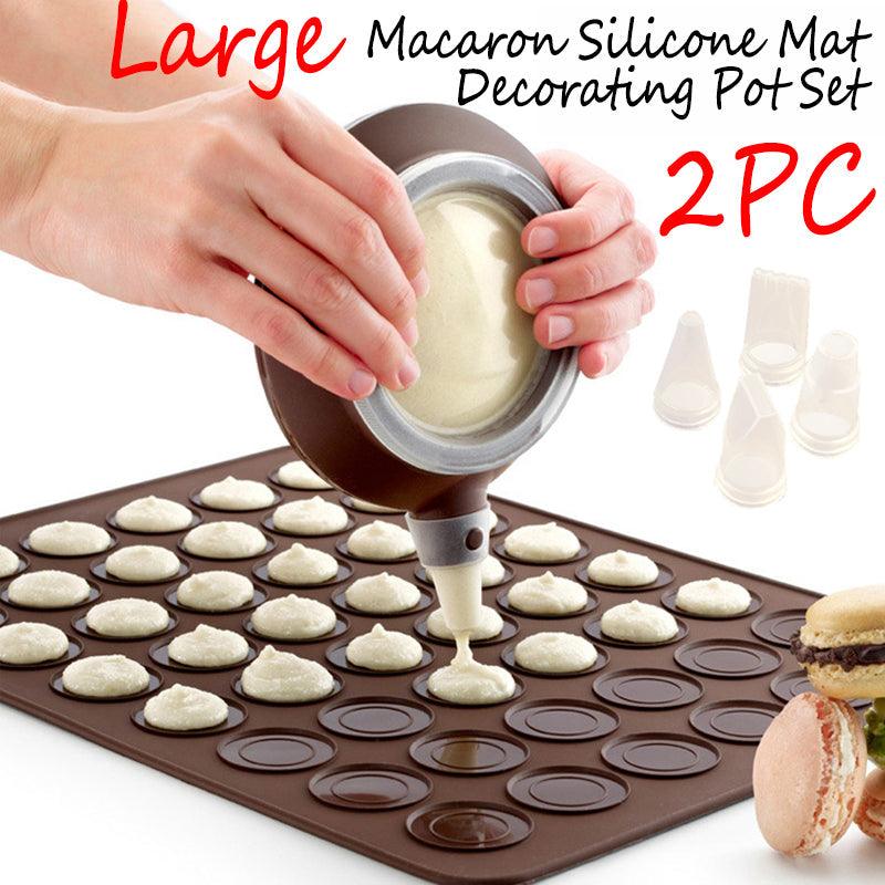 1-2pc/set Large Macaroon Kit Silicone Mat Non-Stick Baking Mold Set 48 Capacity Pot Cake Decorating Supplies Macaron Silicone Mat Non-Stick Silicone Macaron Reusable Baking Mold Set Stevvex