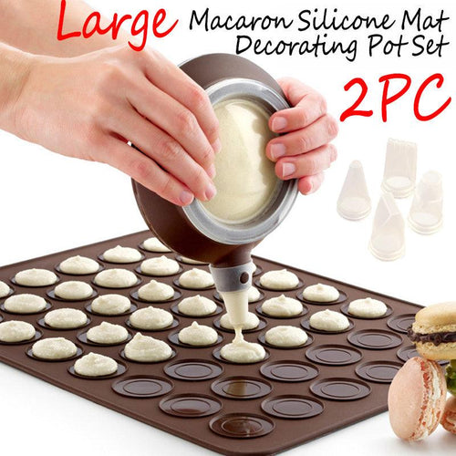 1-2pc/set Large Macaroon Kit Silicone Mat Non-Stick Baking Mold Set 48 Capacity Pot Cake Decorating Supplies Macaron Silicone Mat Non-Stick Silicone Macaron Reusable Baking Mold Set Stevvex