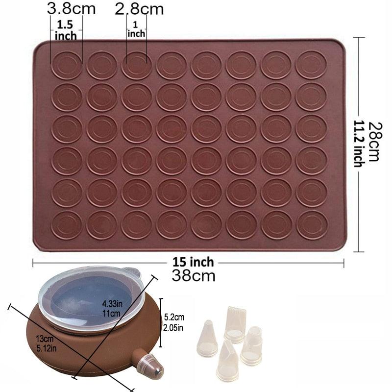 1-2pc/set Large Macaroon Kit Silicone Mat Non-Stick Baking Mold Set 48 Capacity Pot Cake Decorating Supplies Macaron Silicone Mat Non-Stick Silicone Macaron Reusable Baking Mold Set Stevvex