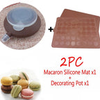1-2pc/set Large Macaroon Kit Silicone Mat Non-Stick Baking Mold Set 48 Capacity Pot Cake Decorating Supplies Macaron Silicone Mat Non-Stick Silicone Macaron Reusable Baking Mold Set Stevvex