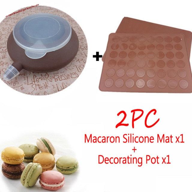 1-2pc/set Large Macaroon Kit Silicone Mat Non-Stick Baking Mold Set 48 Capacity Pot Cake Decorating Supplies Macaron Silicone Mat Non-Stick Silicone Macaron Reusable Baking Mold Set Stevvex