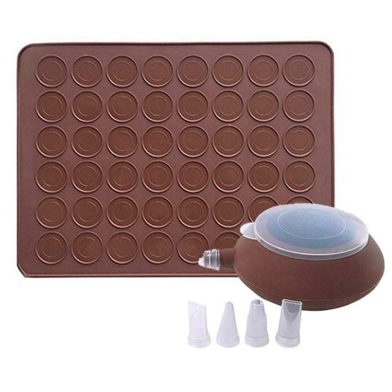 1-2pc/set Large Macaroon Kit Silicone Mat Non-Stick Baking Mold Set 48 Capacity Pot Cake Decorating Supplies Macaron Silicone Mat Non-Stick Silicone Macaron Reusable Baking Mold Set Stevvex