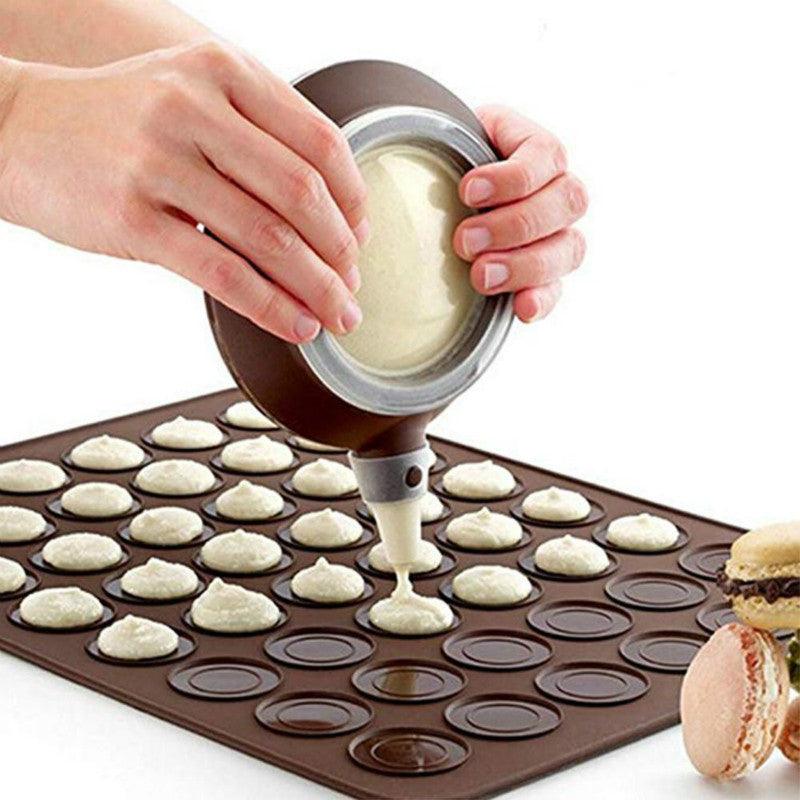 1-2pc/set Large Macaroon Kit Silicone Mat Non-Stick Baking Mold Set 48 Capacity Pot Cake Decorating Supplies Macaron Silicone Mat Non-Stick Silicone Macaron Reusable Baking Mold Set Stevvex