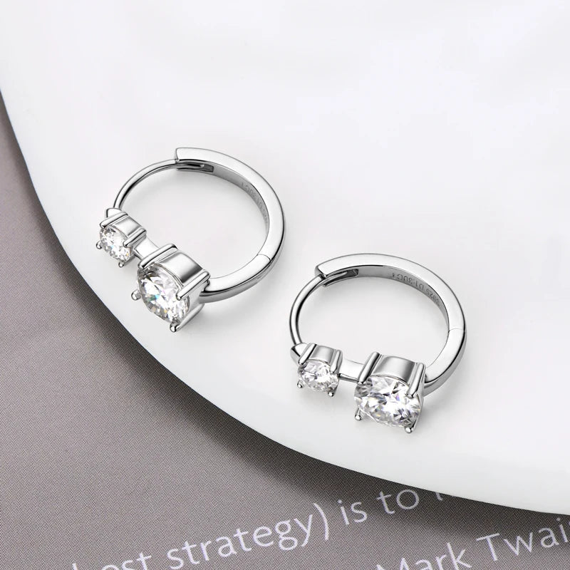 1.30ct D Moissanite Hoop Stud Earrings 925 Sterling Silver Mini Hoops Women BandsCo Straps