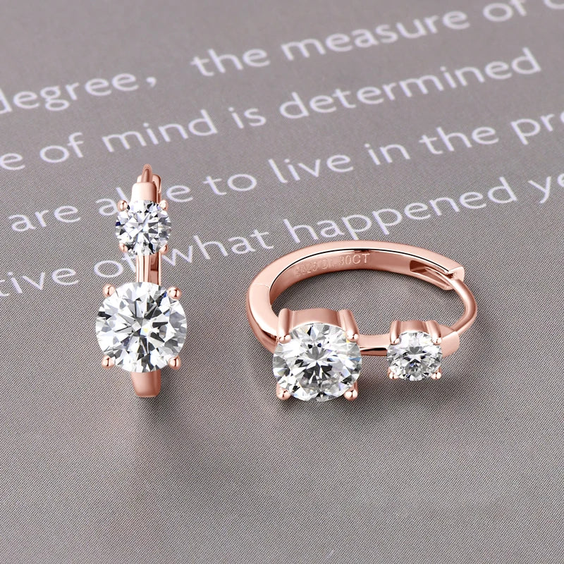 1.30ct D Moissanite Hoop Stud Earrings 925 Sterling Silver Mini Hoops Women BandsCo Straps
