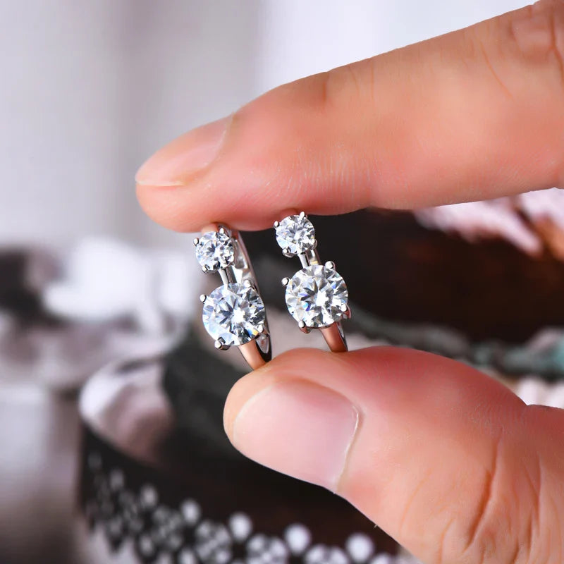 1.30ct D Moissanite Hoop Stud Earrings 925 Sterling Silver Mini Hoops Women BandsCo Straps