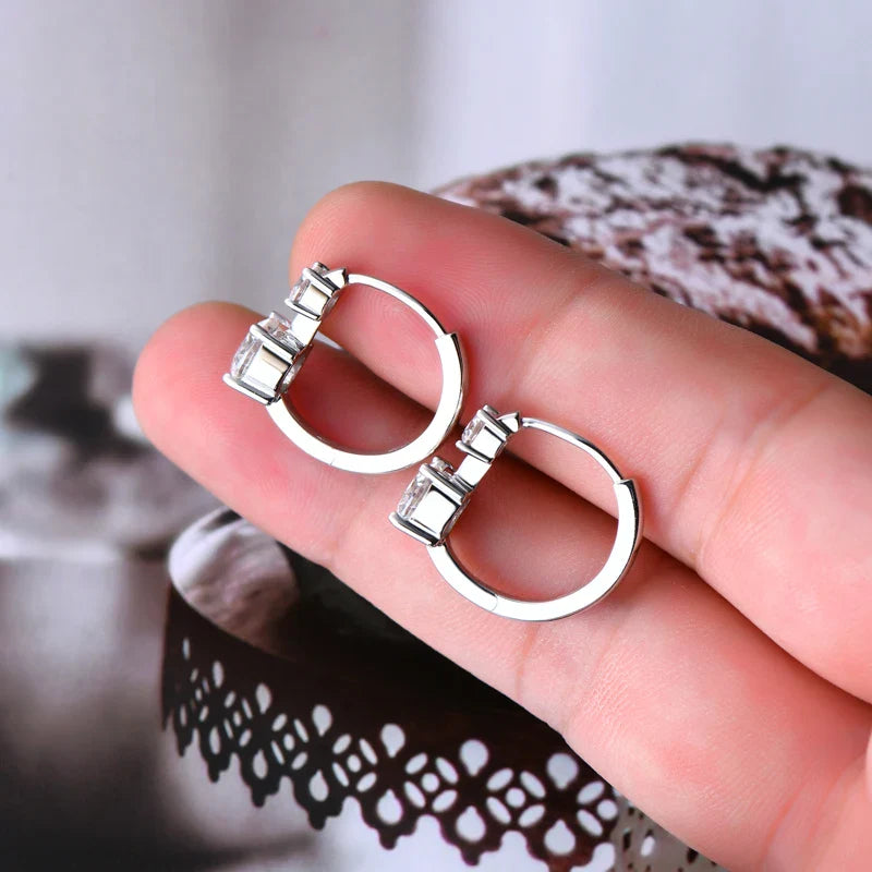 1.30ct D Moissanite Hoop Stud Earrings 925 Sterling Silver Mini Hoops Women BandsCo Straps