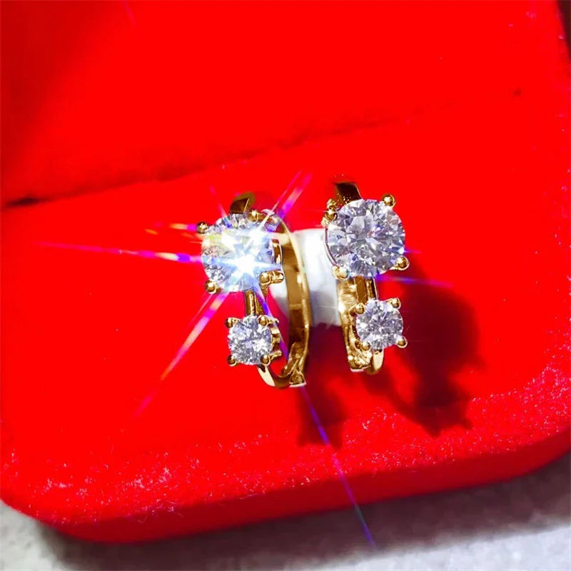 1.30ct D Moissanite Hoop Stud Earrings 925 Sterling Silver Mini Hoops Women BandsCo Straps