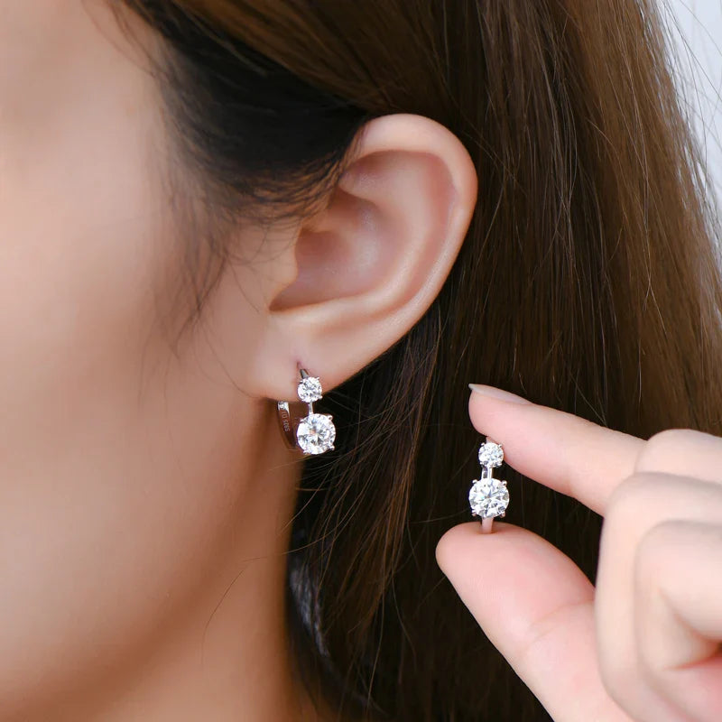 1.30ct D Moissanite Hoop Stud Earrings 925 Sterling Silver Mini Hoops Women BandsCo Straps