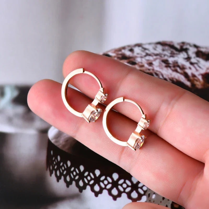 1.30ct D Moissanite Hoop Stud Earrings 925 Sterling Silver Mini Hoops Women BandsCo Straps
