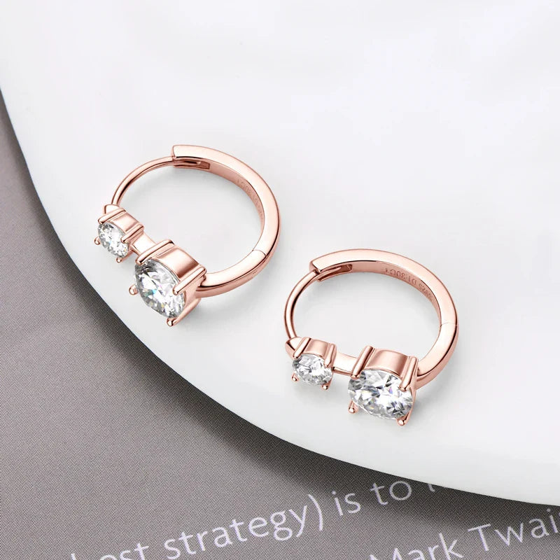 1.30ct D Moissanite Hoop Stud Earrings 925 Sterling Silver Mini Hoops Women BandsCo Straps