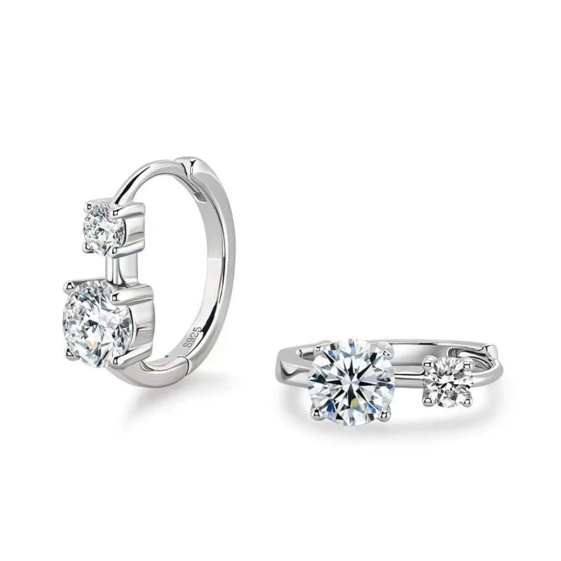 1.30ct D Moissanite Hoop Stud Earrings 925 Sterling Silver Mini Hoops Women BandsCo Straps