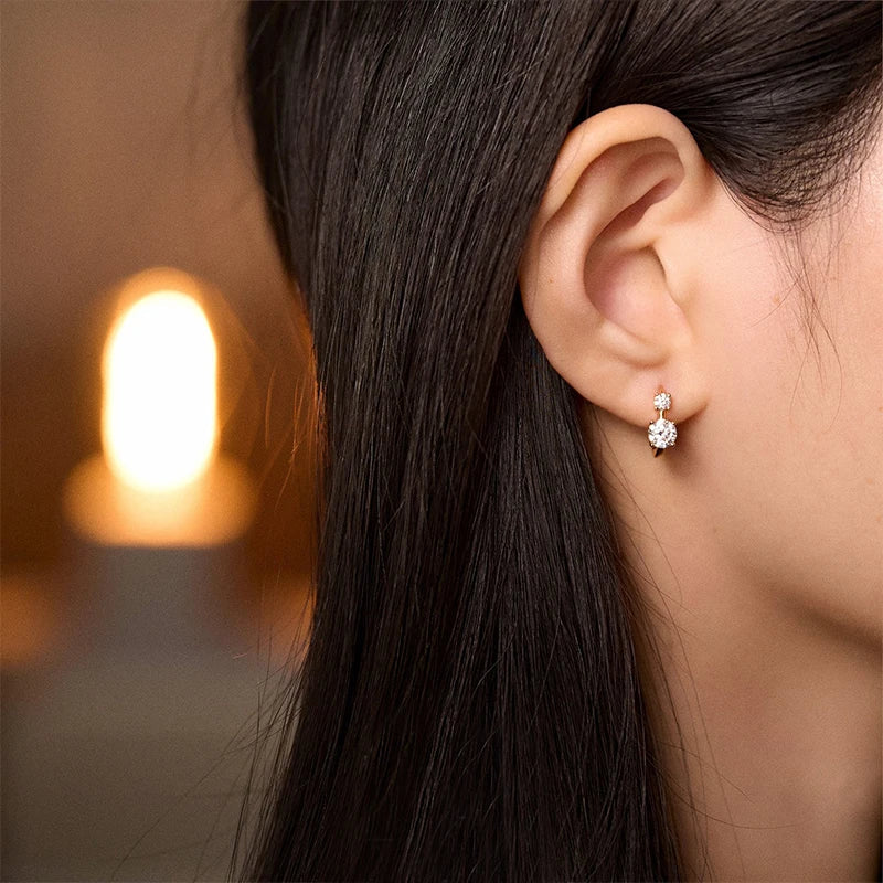 1.30ct D Moissanite Hoop Stud Earrings 925 Sterling Silver Mini Hoops Women BandsCo Straps