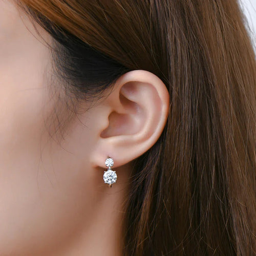 1.30ct D Moissanite Hoop Stud Earrings 925 Sterling Silver Mini Hoops Women BandsCo Straps