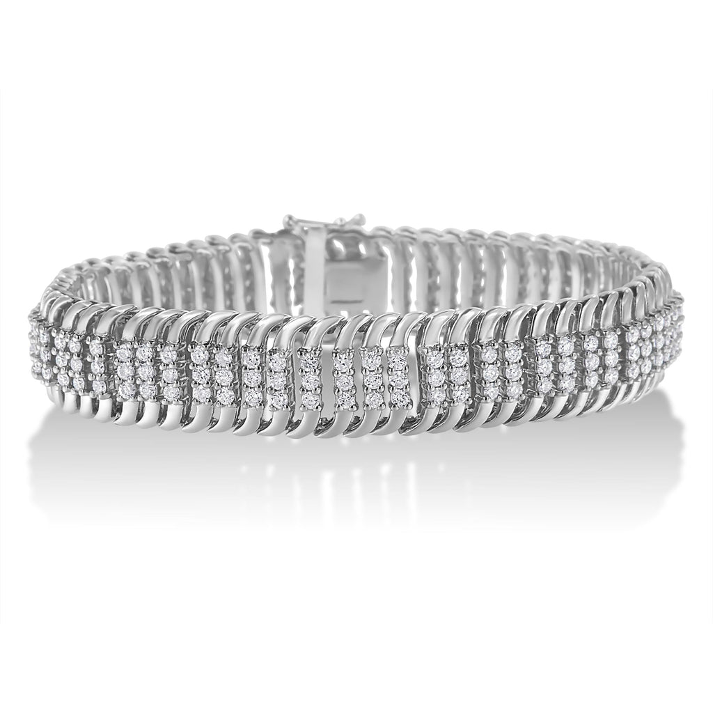 14K White Gold 5.0 Cttw Round Brilliant Cut Diamond 7" S Wave Serpentine Tennis Bracelet (H-I Color, I1-I2 Clarity) Lootquake LLC
