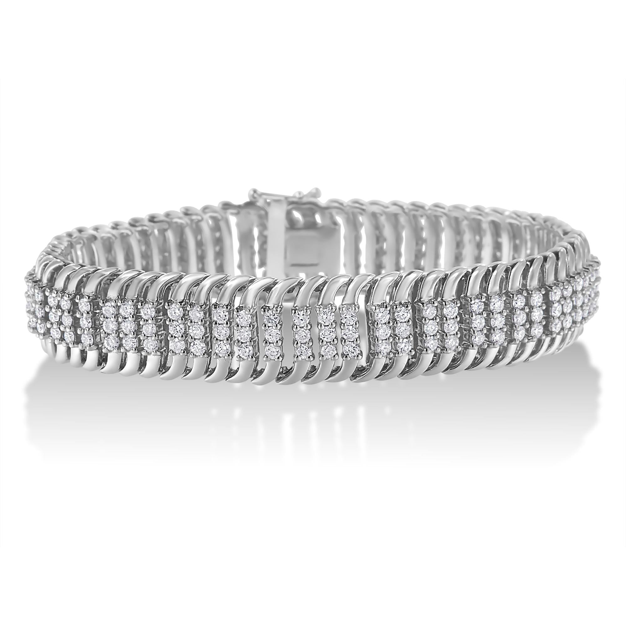 14K White Gold 5.0 Cttw Round Brilliant Cut Diamond 7" S Wave Serpentine Tennis Bracelet (H-I Color, I1-I2 Clarity) Lootquake LLC