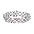 14K White Gold Pink Sapphire and Diamond Floral Lattice Link Bracelet - 7.25" Inches Lootquake LLC