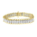 14K Yellow and White Gold 5.0 Cttw Round & Baguette Cut Diamond 7" Reflective Tennis Bracelet (H-I Color, I1-I2 Clarity) Lootquake LLC