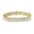 14K Yellow and White Gold 5.0 Cttw Round & Baguette Cut Diamond 7" Reflective Tennis Bracelet (H-I Color, I1-I2 Clarity) Lootquake LLC