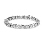14K White Gold 6-1/3 Cttw Round Brilliant-Cut Diamond Round Cluster & X-Link 7" Tennis Bracelet (I-J Color, SI2-I1 Clarity) Lootquake LLC