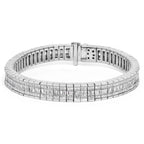 14K White Gold 7 7/8 Cttw Princess and Baguette Diamond Eternity Line Tennis Bracelet (G-H Color, SI1-SI2 Clarity) - 7" Inches