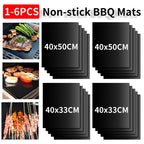 1-6pcs BBQ Grill Mat Non-stick Mat Heat Resistant Grill Mat Outdoor Baking Reusable Barbecue Party Mat 40x50cm Grill Accessories Barbecue Grill Mat Reusable Baking Mat BBQ Sheet Non-Stick for Electric Gas and Charcoal Barbecue Accessories Stevvex