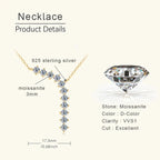 1.7ct Moissanite Necklace And Earrings Set 925 Sterling Silver Y Pendant D BandsCo Straps
