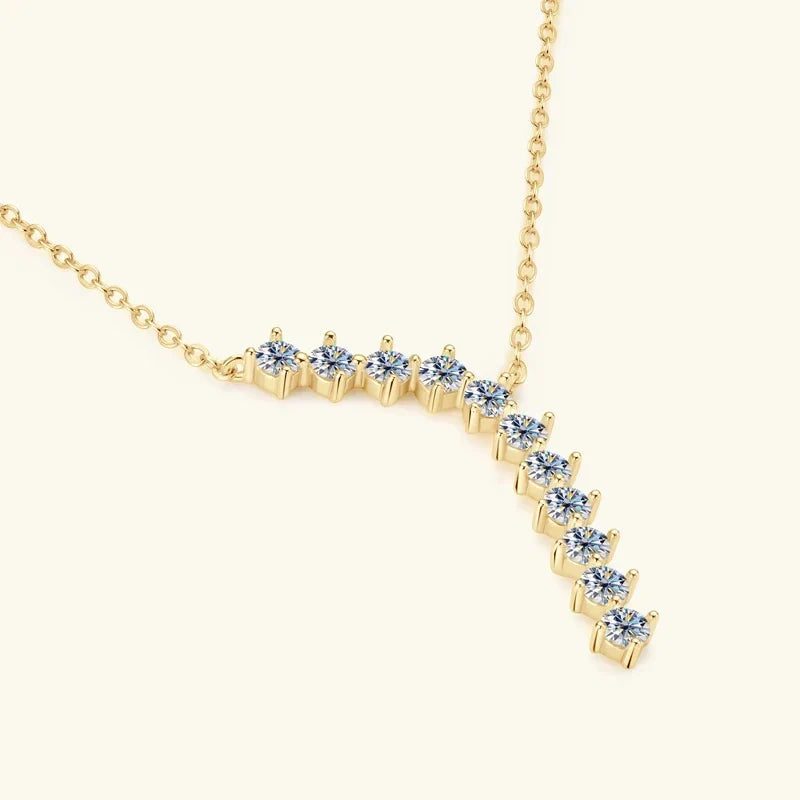 1.7ct Moissanite Necklace And Earrings Set 925 Sterling Silver Y Pendant D BandsCo Straps