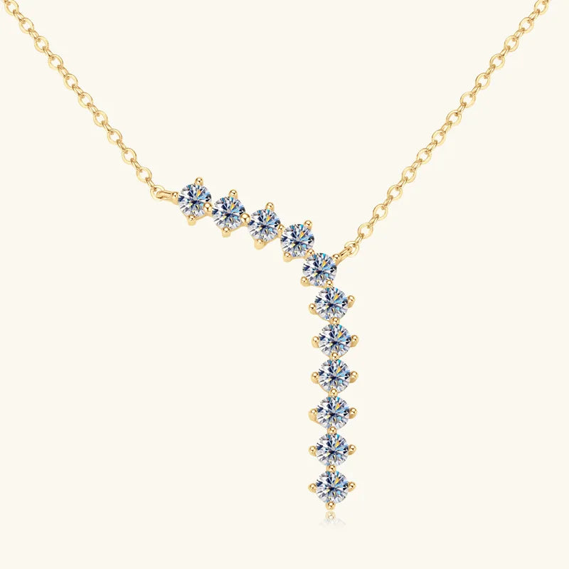 1.7ct Moissanite Necklace And Earrings Set 925 Sterling Silver Y Pendant D BandsCo Straps