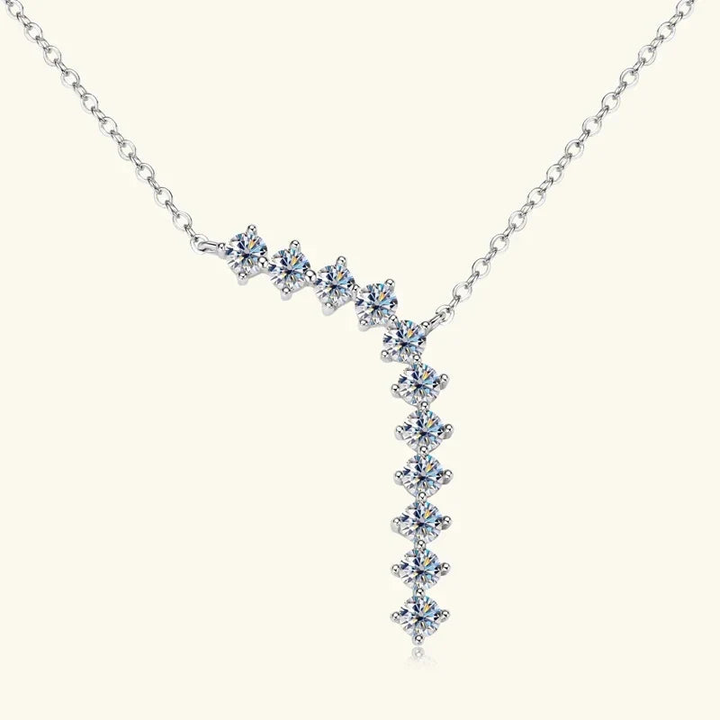 1.7ct Moissanite Necklace And Earrings Set 925 Sterling Silver Y Pendant D BandsCo Straps