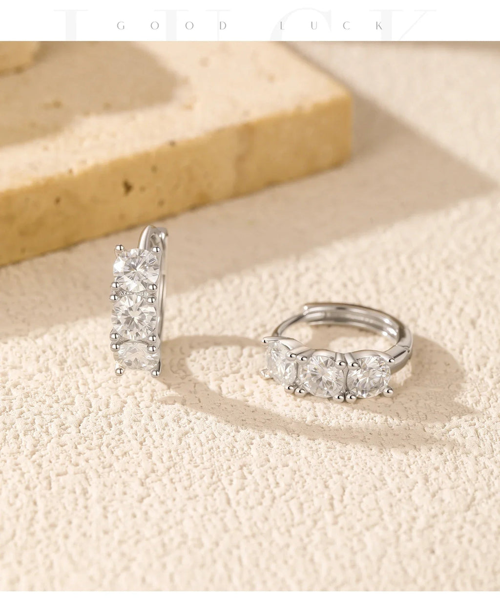 1.8ct High Clarity Moissanite Geometric Hoop Earrings 925 Sterling Silver BandsCo Straps