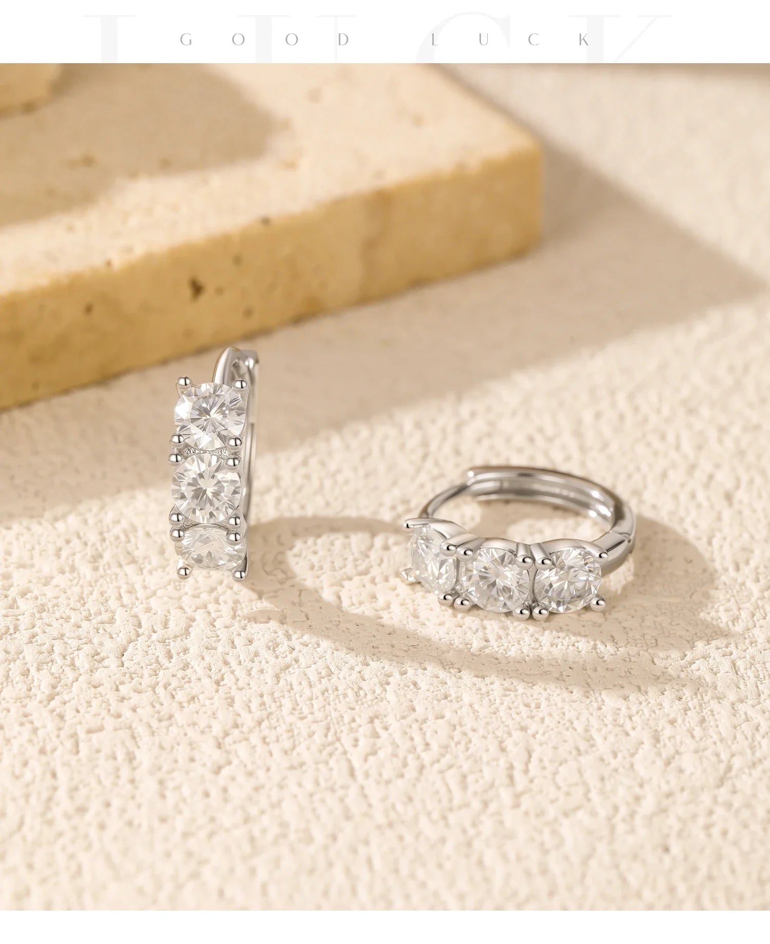 1.8ct High Clarity Moissanite Geometric Hoop Earrings 925 Sterling Silver BandsCo Straps