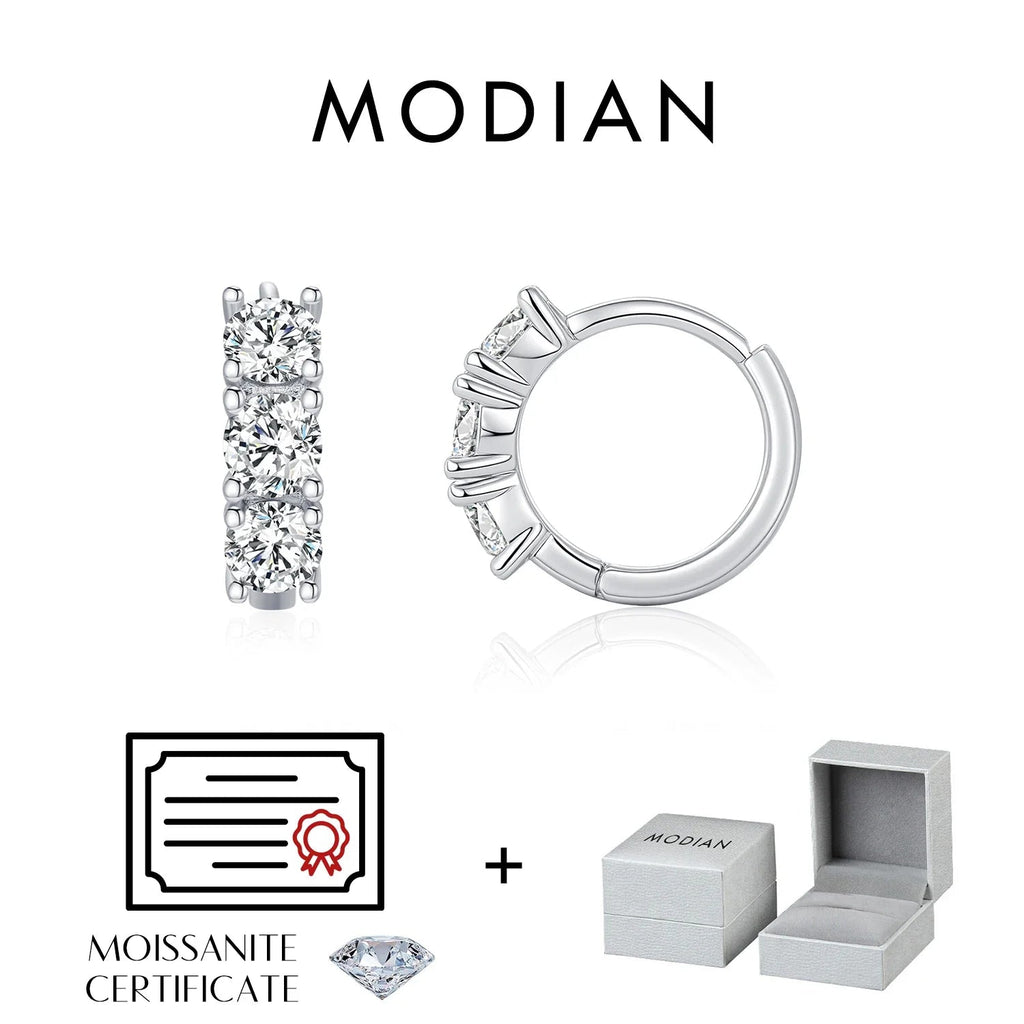 1.8ct High Clarity Moissanite Geometric Hoop Earrings 925 Sterling Silver BandsCo Straps