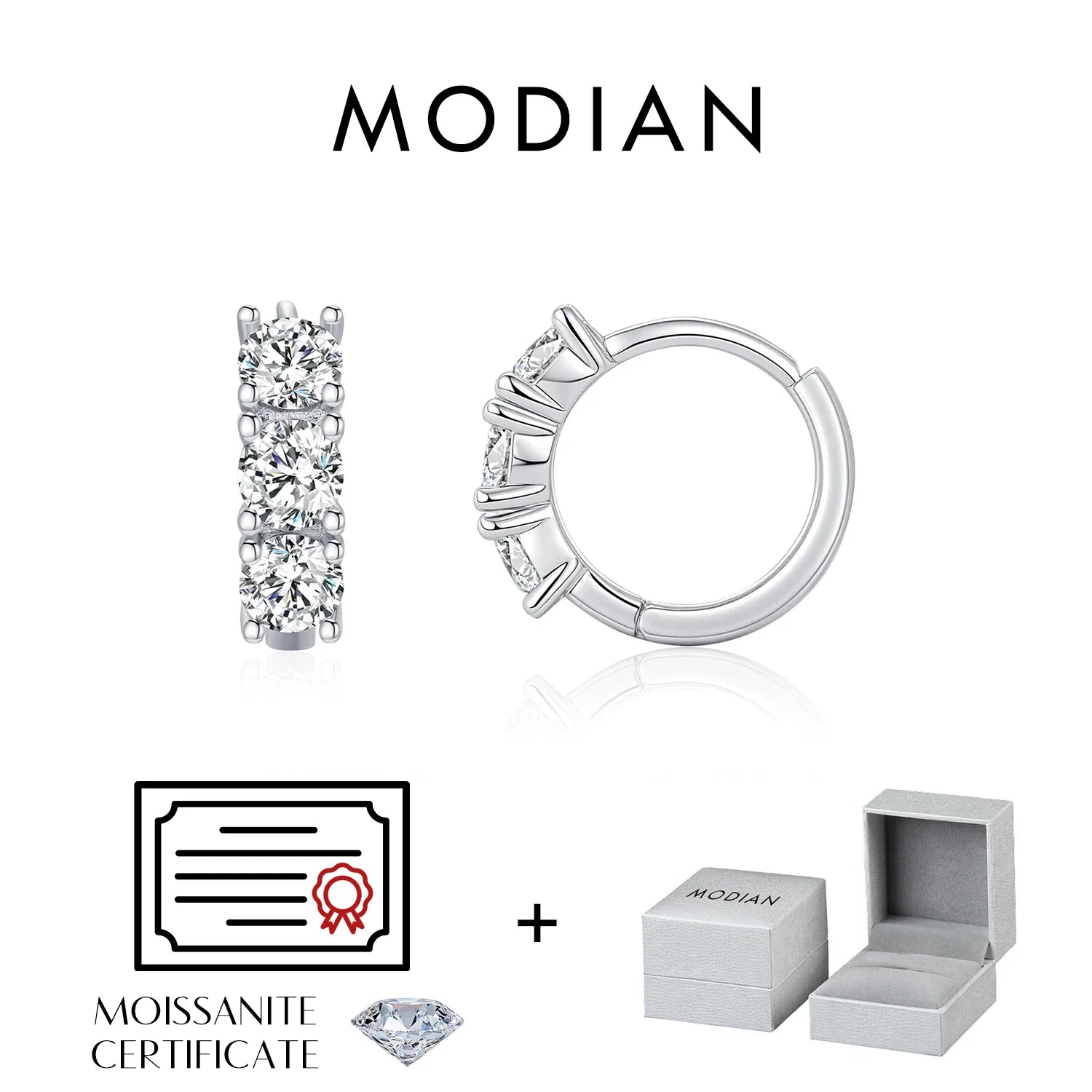 1.8ct High Clarity Moissanite Geometric Hoop Earrings 925 Sterling Silver BandsCo Straps