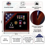 Military Award Shadow Box with Display Case for 3 x 5ft Flag - Felt in Black Color. The Military Gift Store