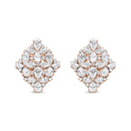 18K Rose Gold 8 1/3 Cttw Pear and Round Diamond Floral Cluster Omega Earrings (F-G Color, VS1-VS2 Clarity) Lootquake LLC