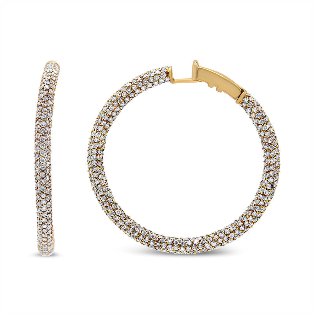 18K Rose Gold 6.90 Cttw Pave Set Diamond Inside Out Eternity Hoop Earrings (F-G Color, VS1-VS2 Clarity) Lootquake LLC