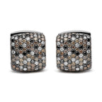 Black Rhodium Plated 18K White Gold 12 5/8 Cttw Multi Color Diamond Square Domed Huggie Hoop Earrings  (Brown, Black, G-H Color, SI1-SI2 Clarity) Lootquake LLC