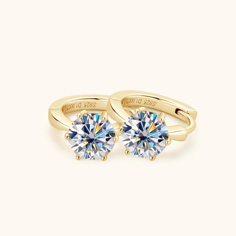 1 Carat Moissanite Stud Earrings 925 Sterling Silver Six-Prong Wedding Gift BandsCo Straps
