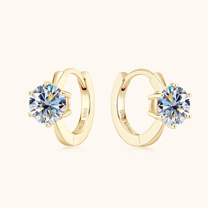 1 Carat Moissanite Stud Earrings 925 Sterling Silver Six-Prong Wedding Gift BandsCo Straps