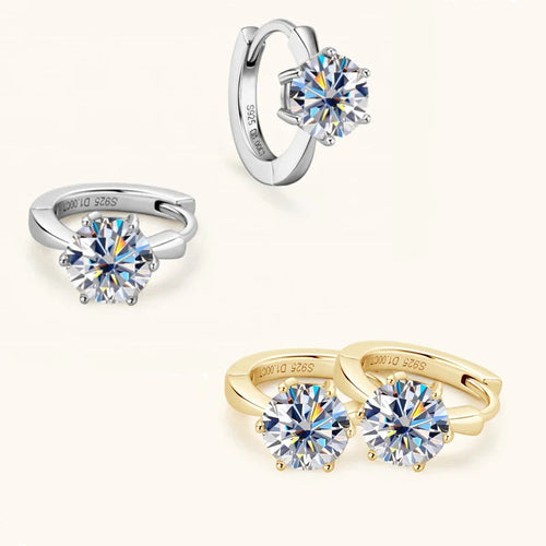 1 Carat Moissanite Stud Earrings 925 Sterling Silver Six-Prong Wedding Gift BandsCo Straps