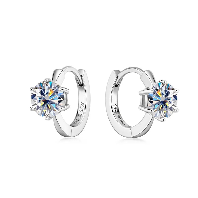 1 Carat Moissanite Stud Earrings 925 Sterling Silver Six-Prong Wedding Gift BandsCo Straps