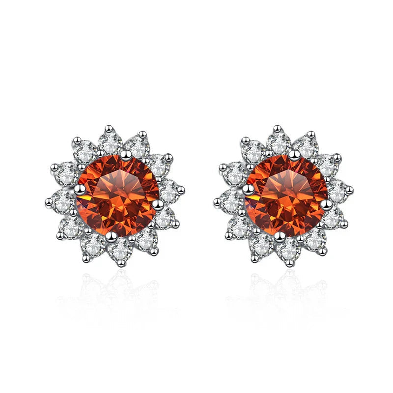 1 Ct D Color Moissanite Earrings 925 Sterling Silver Sunflower Studs For Women Wedding BandsCo Straps