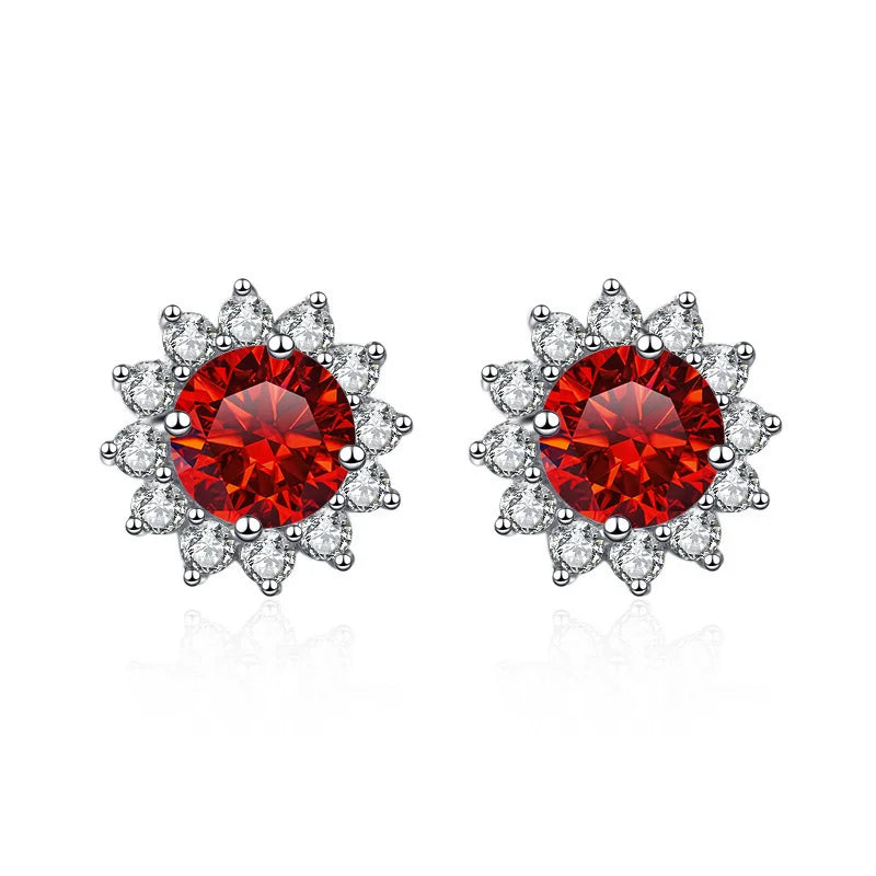 1 Ct D Color Moissanite Earrings 925 Sterling Silver Sunflower Studs For Women Wedding BandsCo Straps