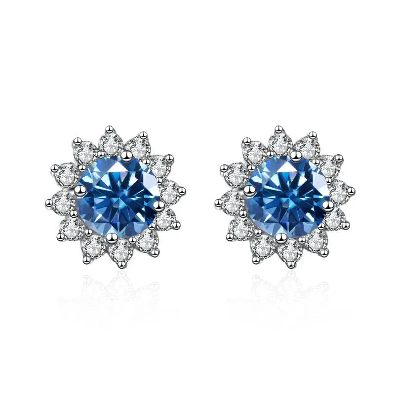 1 Ct D Color Moissanite Earrings 925 Sterling Silver Sunflower Studs For Women Wedding BandsCo Straps