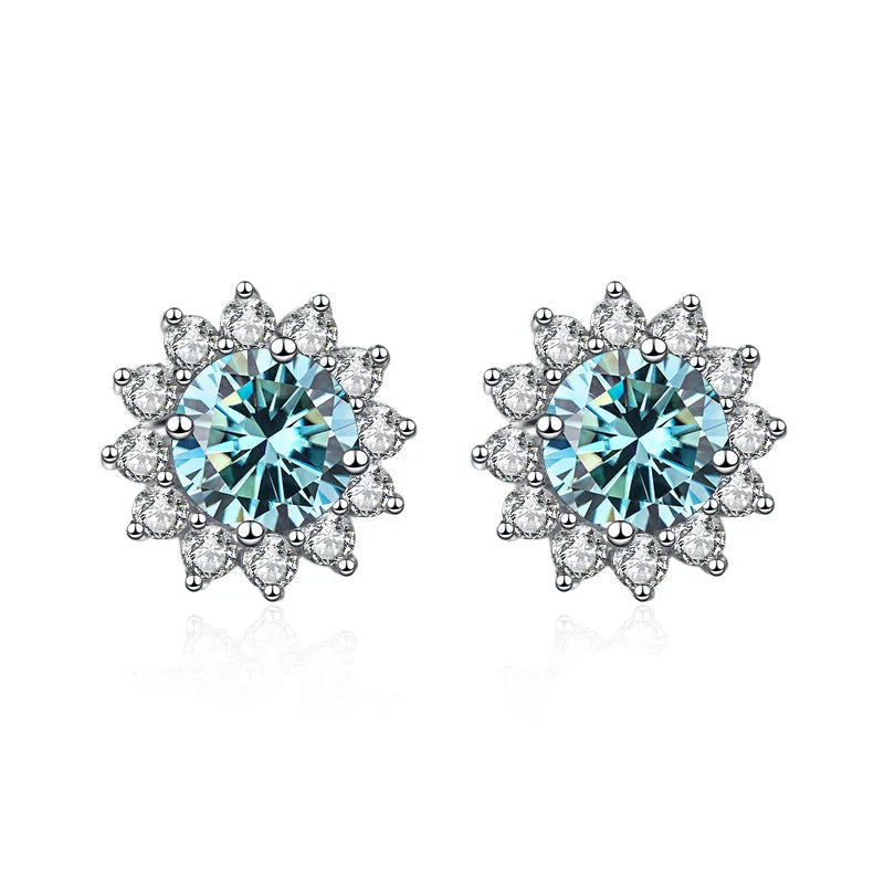 1 Ct D Color Moissanite Earrings 925 Sterling Silver Sunflower Studs For Women Wedding BandsCo Straps